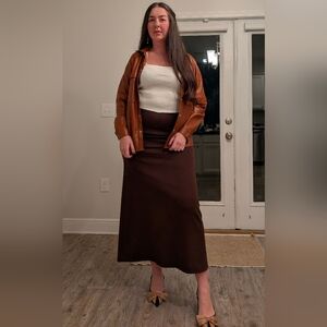 Barclay Square Skirt Size L Brown Mocha High Waist A Line High Waist Stretch